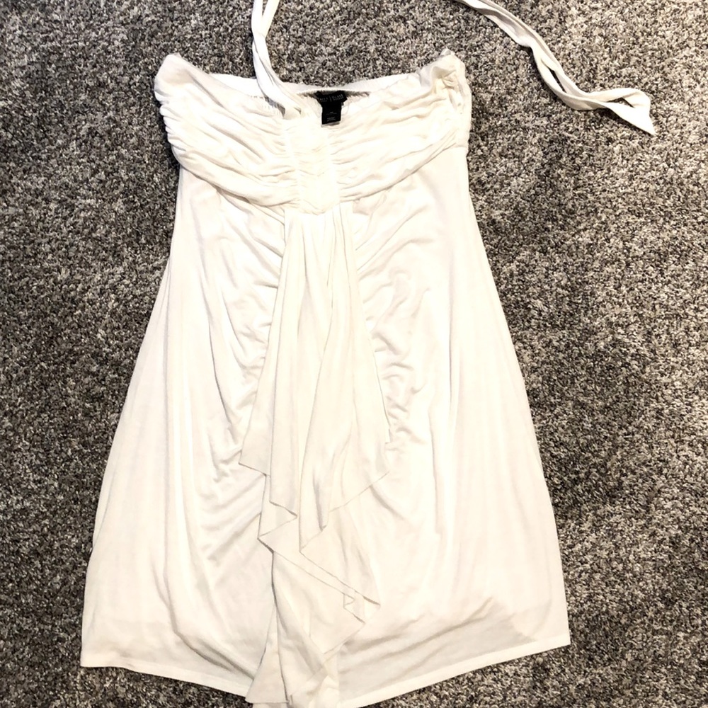 White strapless halter dress. Beautiful White House black market dress! Size Med